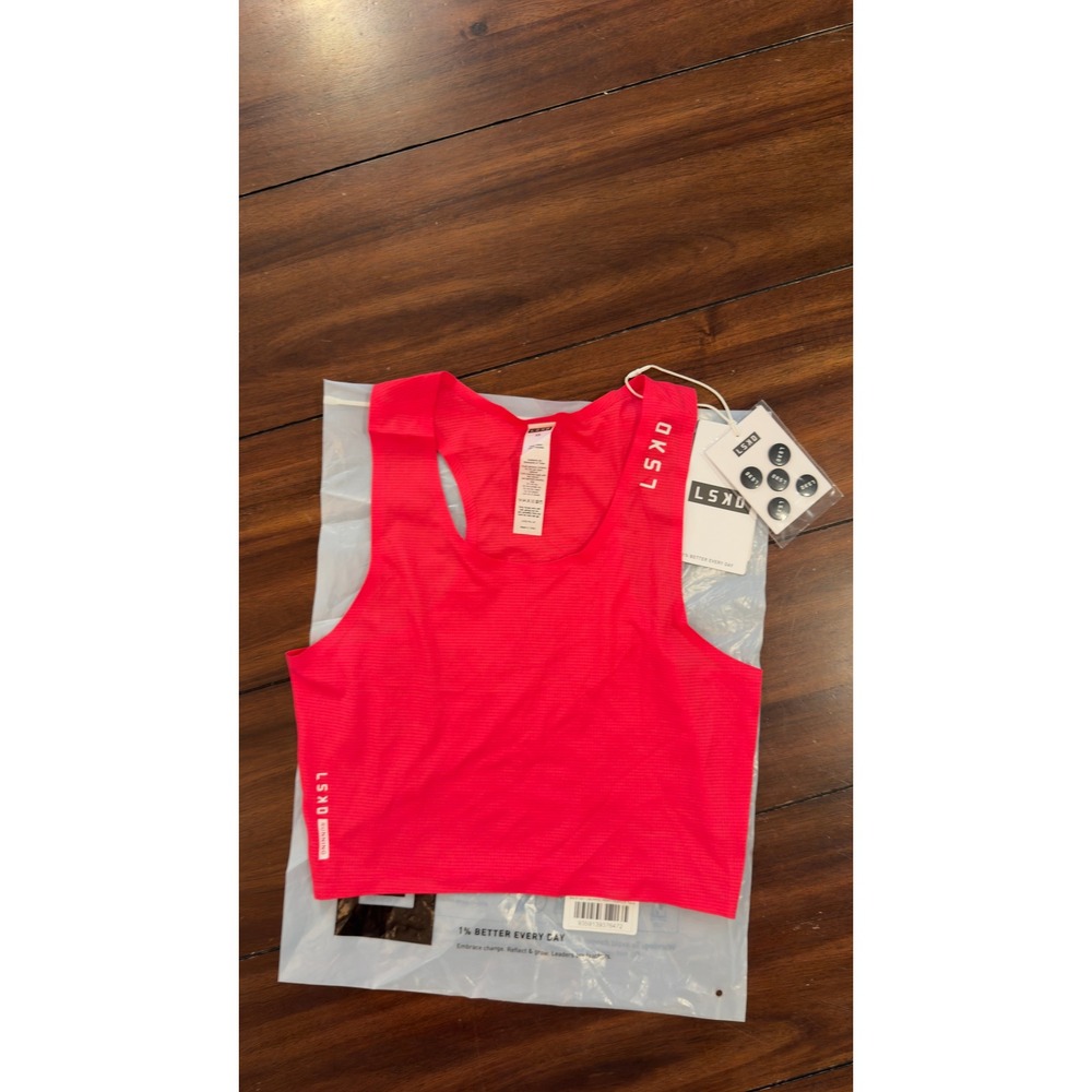 LSKD Race Day Cropped Performance Tank Raspberry Pink XS WTNK00596 NEW NWT - Picture 2 of 16